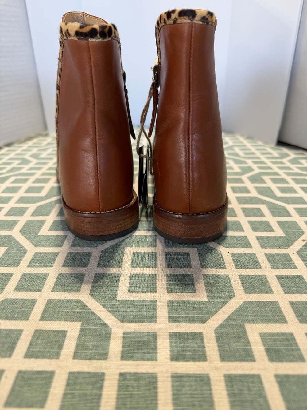 Joules V Westminster Dark Brown Leather Leopard Print Ankle Boots US 7 - Picture 8 of 11